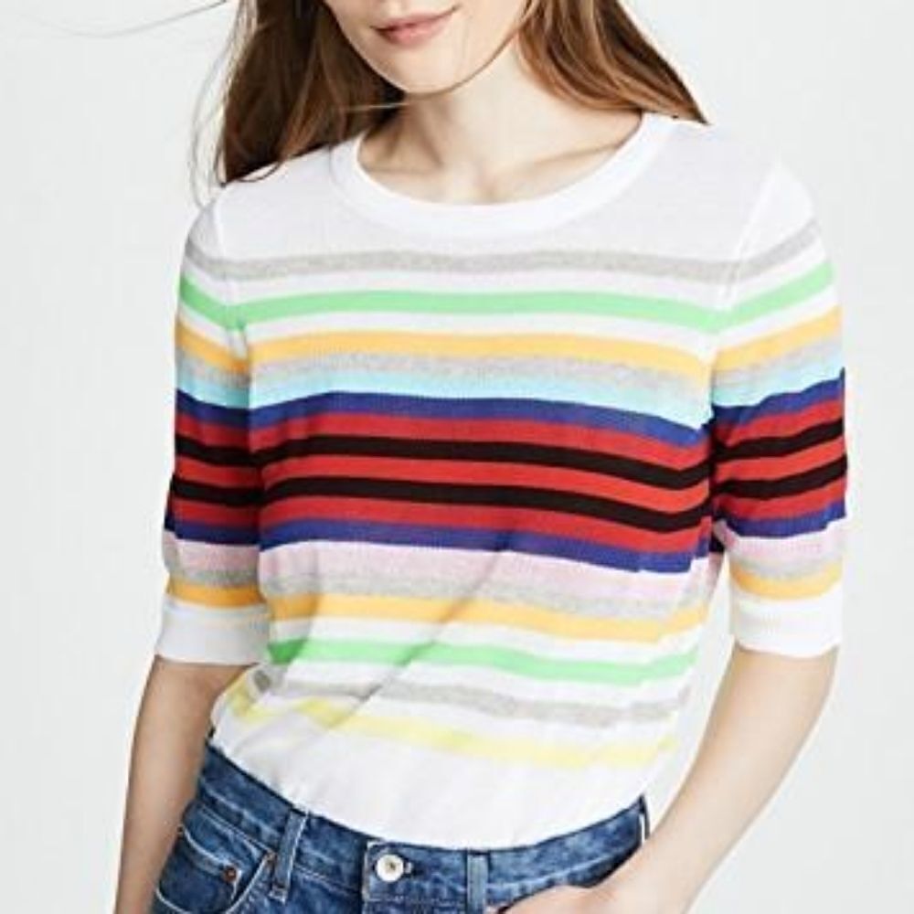 Milly Rainbow Stripe Pullover Sweater Knit Top
